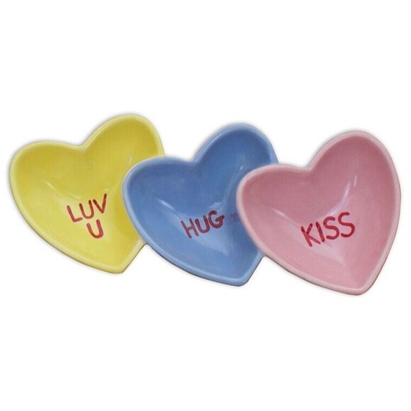 2 Pack - BISQUE IMPORTS Three Heart Dish - Ready to Paint - Pottery - Picture 2 of 2